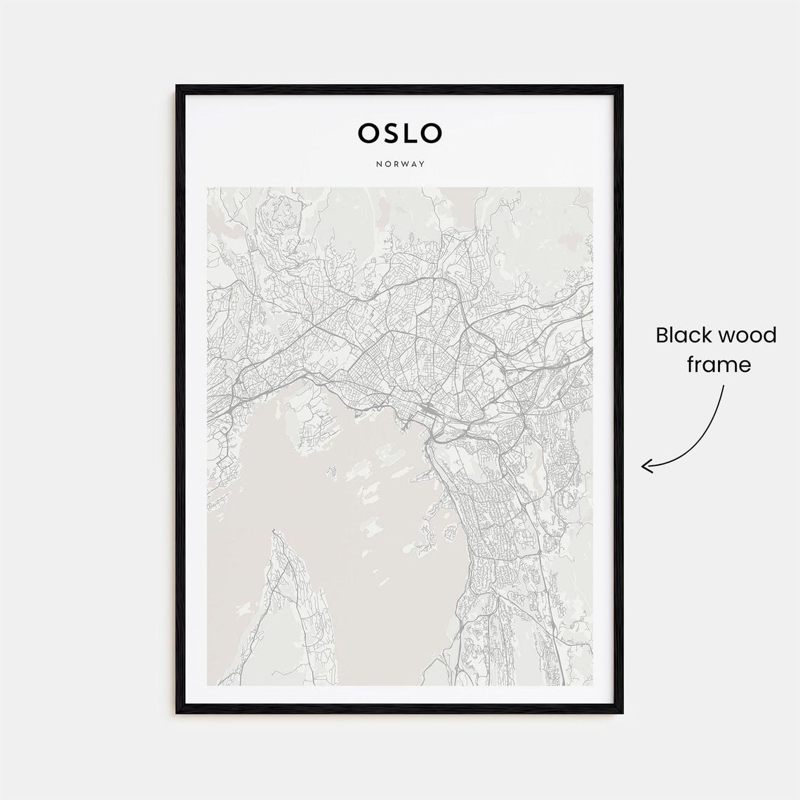 Modern Minimalist Oslo Norway Capital City Street Map Poster - Image 4