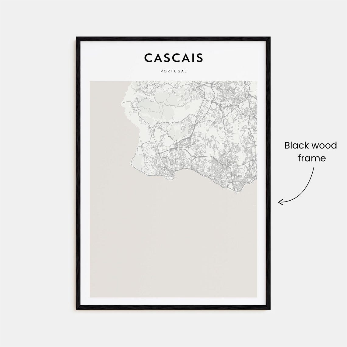 Cascais Portugal Minimalist Coastal City Street Map Wall Art Decor - Image 3