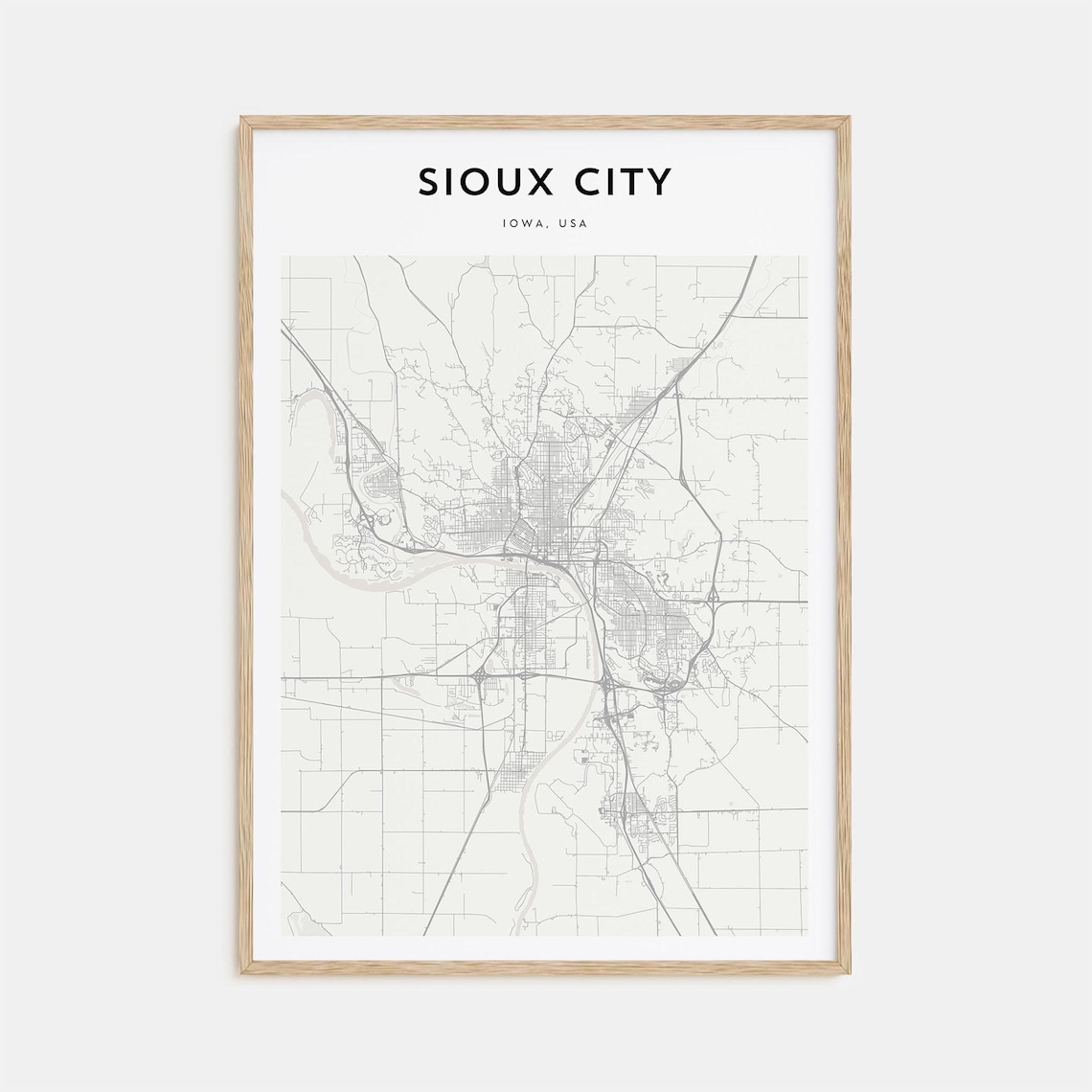 Sioux City Iowa USA Scandinavian Minimalist City Map Travel Poster