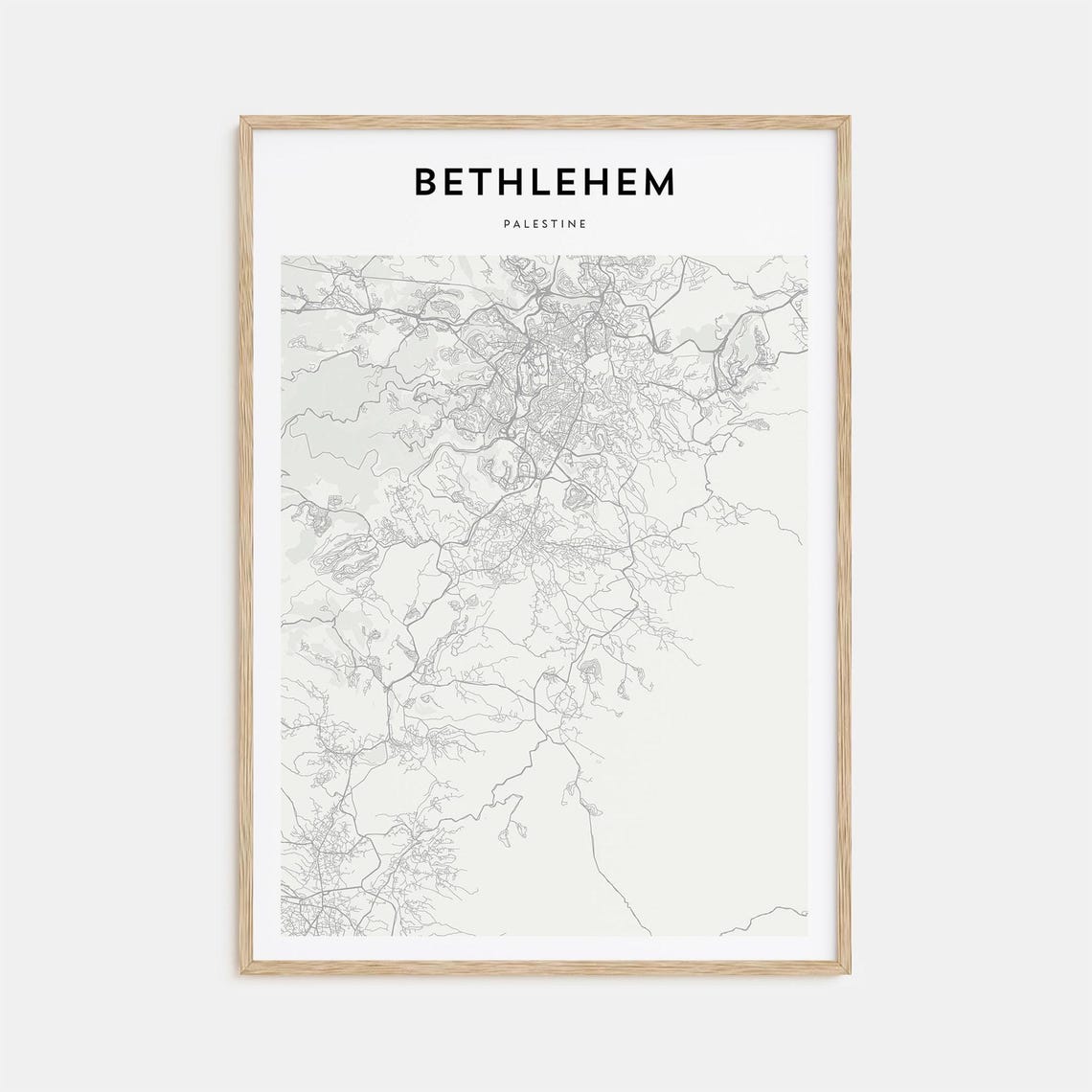 Bethlehem Palestine Minimalist City Map Line Art Travel Poster