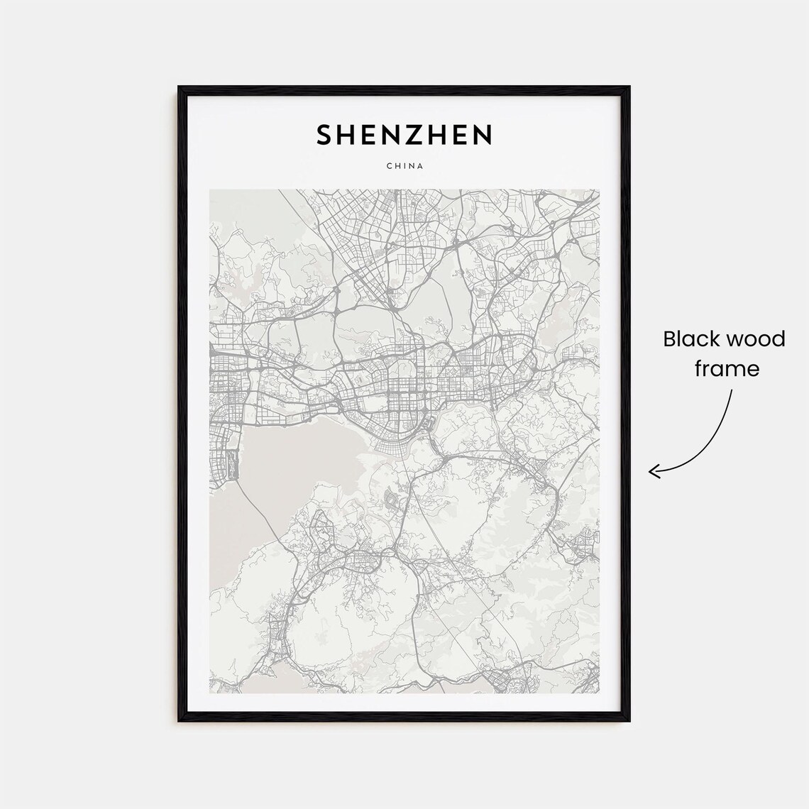 Modern Minimalist Shenzhen Guangdong China City Street Map Poster - Image 3