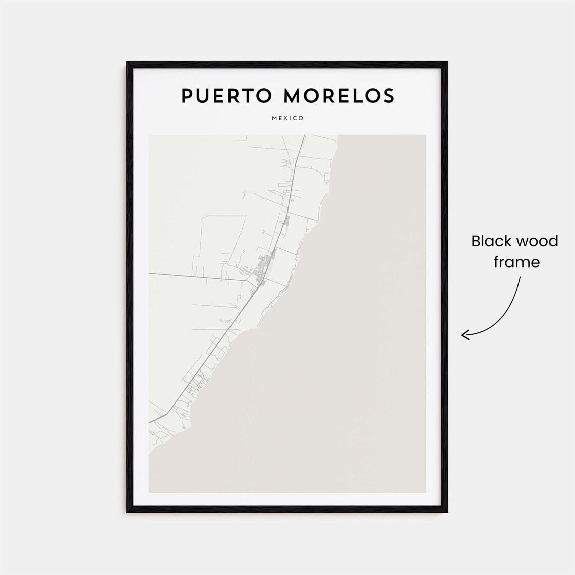 Puerto Morelos Mexico Minimalist Modern City Map Street Art Poster - Image 3
