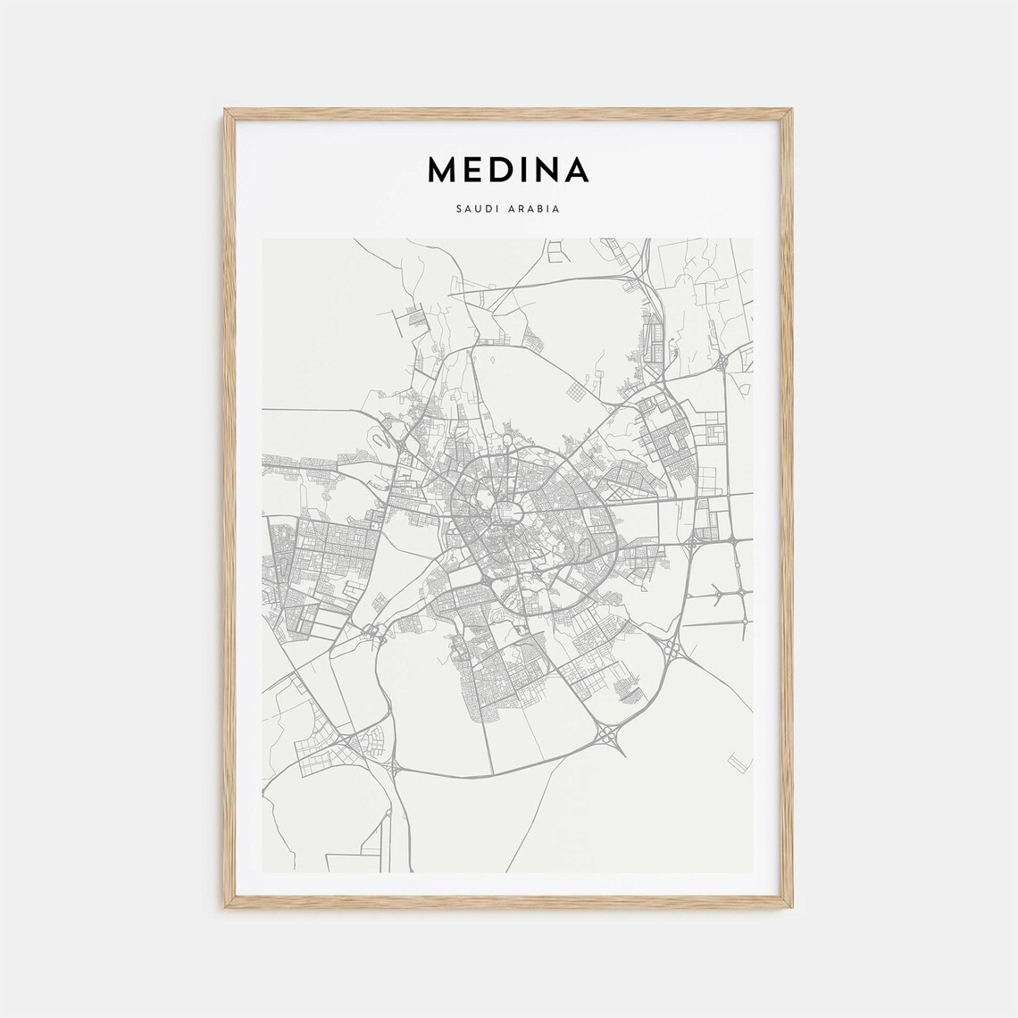 Medina Saudi Arabia Minimalist Street Map City Line Art Poster