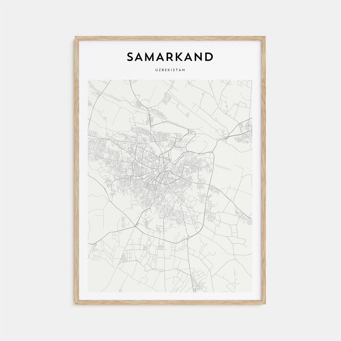 Samarkand Uzbekistan Minimalist Street Map Historic Silk Road Poster