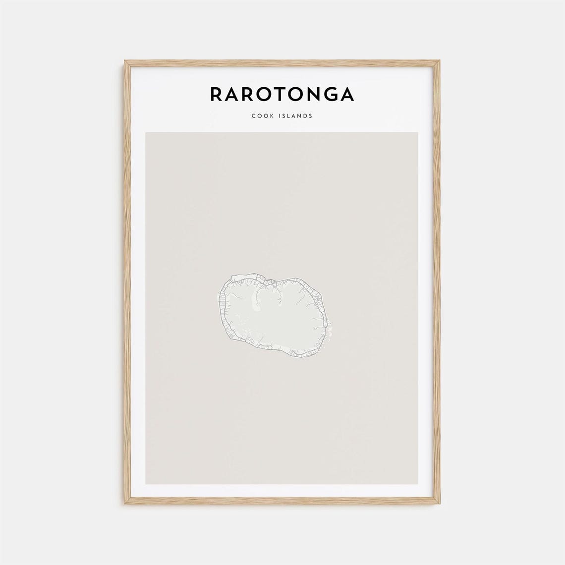 Rarotonga Cook Islands Minimalist Island Coast Map Travel Poster