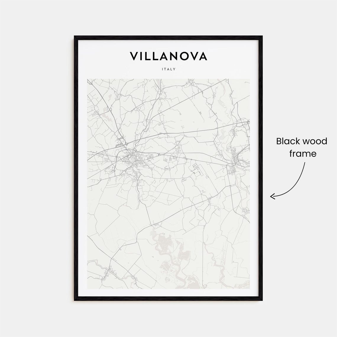 Villanova Italy Charming Minimalist Town Street Map Art Poster - Image 3