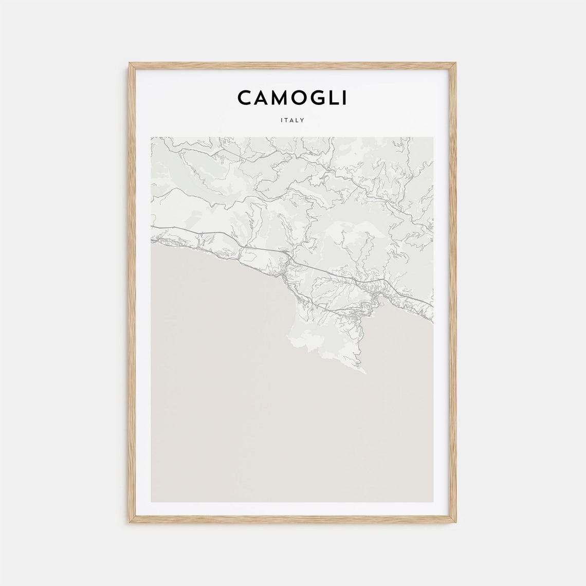 Camogli Italy Minimalist Coastal Street Map Modern Wall Art Decor