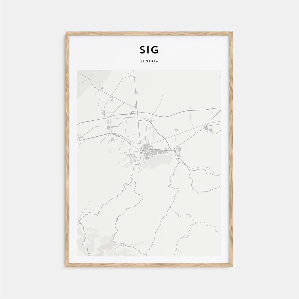 Sig Algeria Minimalist City Map Black White Scandinavian Poster