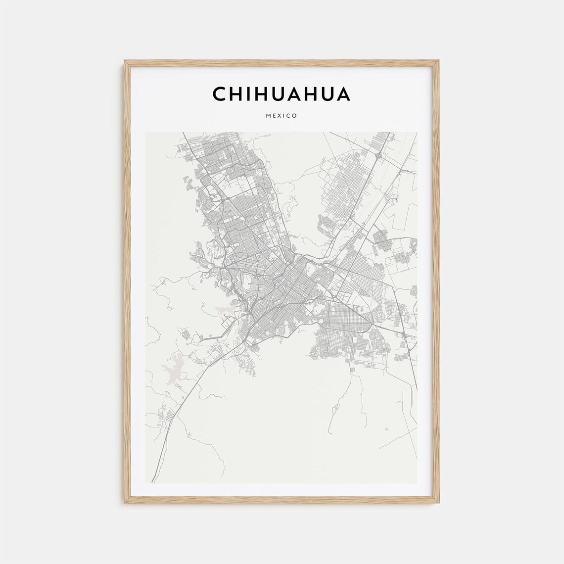Chihuahua Mexico Minimalist Black White City Map Home Decor Poster