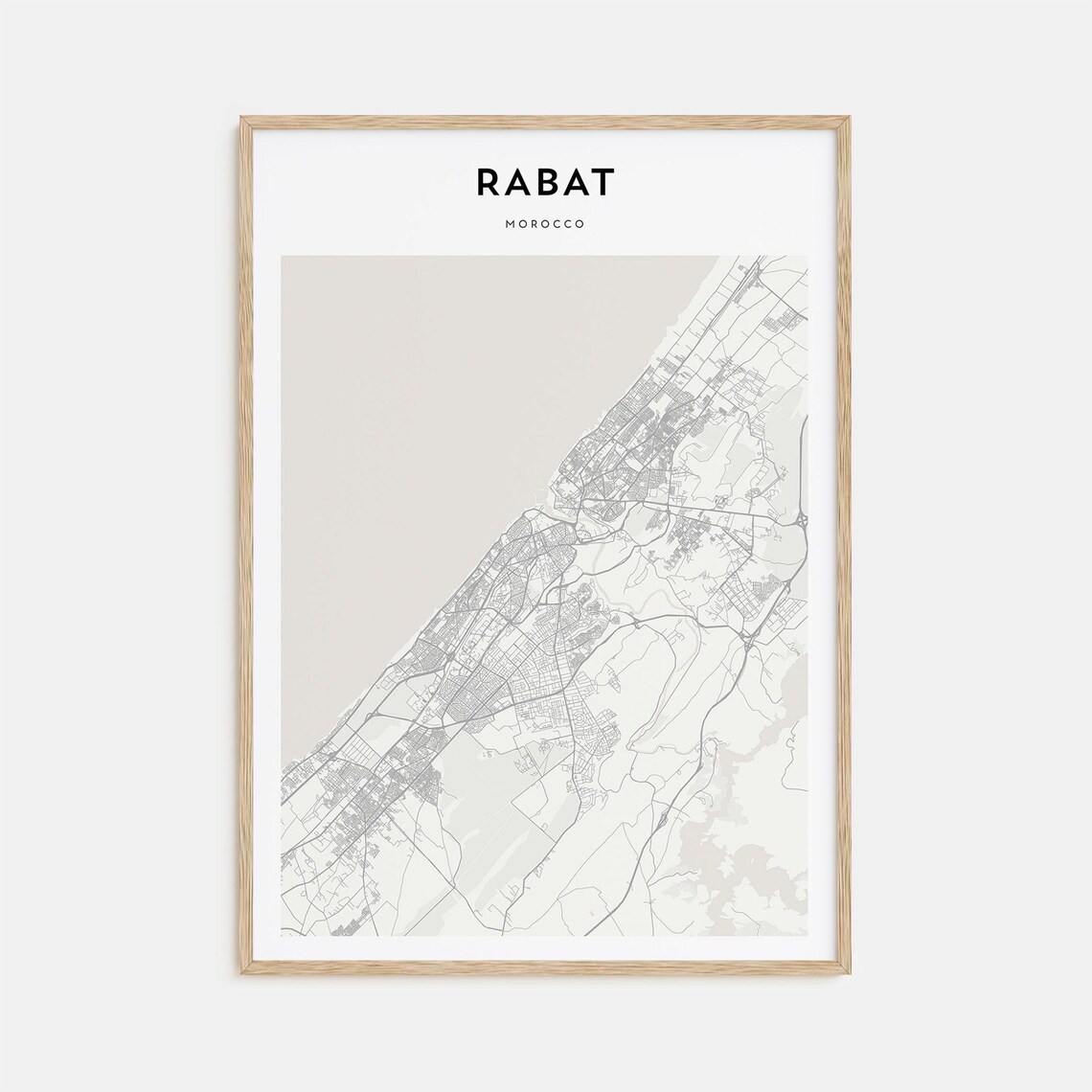 Rabat Morocco Modern Minimalist City Street Map Travel Poster