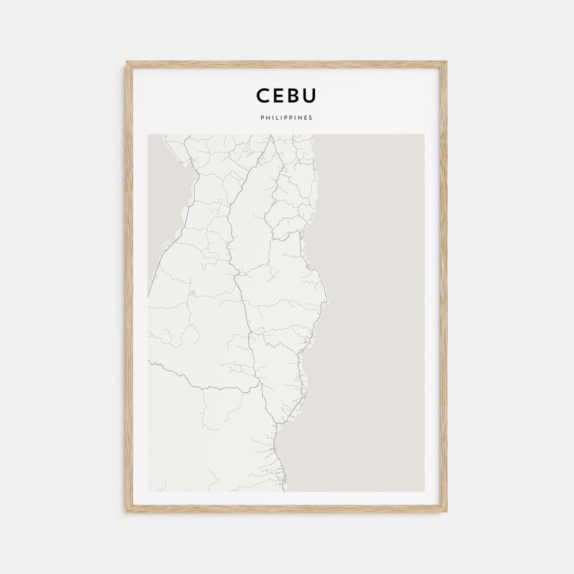 Cebu Philippines Minimalist Island Province Street Map Wall Art