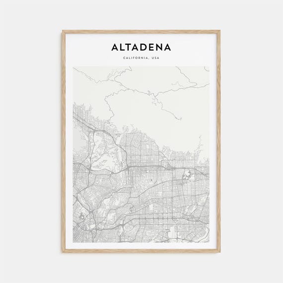 Altadena Map Art Print, Personalized California Travel