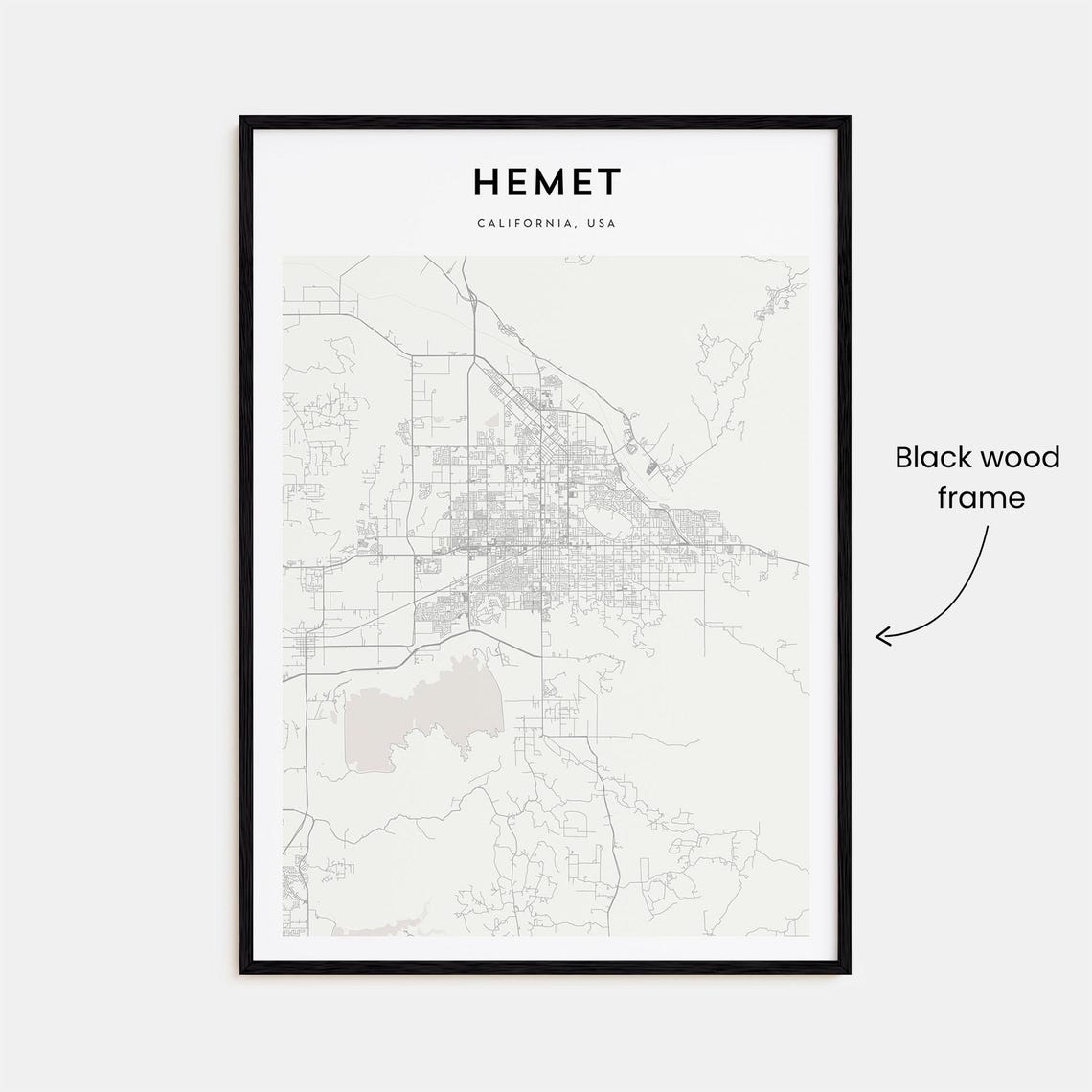 Hemet California USA Minimalist Beige City Map Home Decor Poster - Image 3