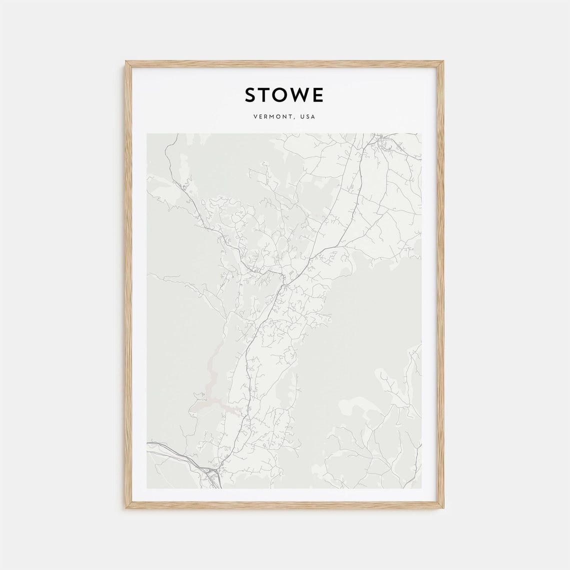 Stowe Vermont Minimalist City Street Map Line Art Home Decor Poster