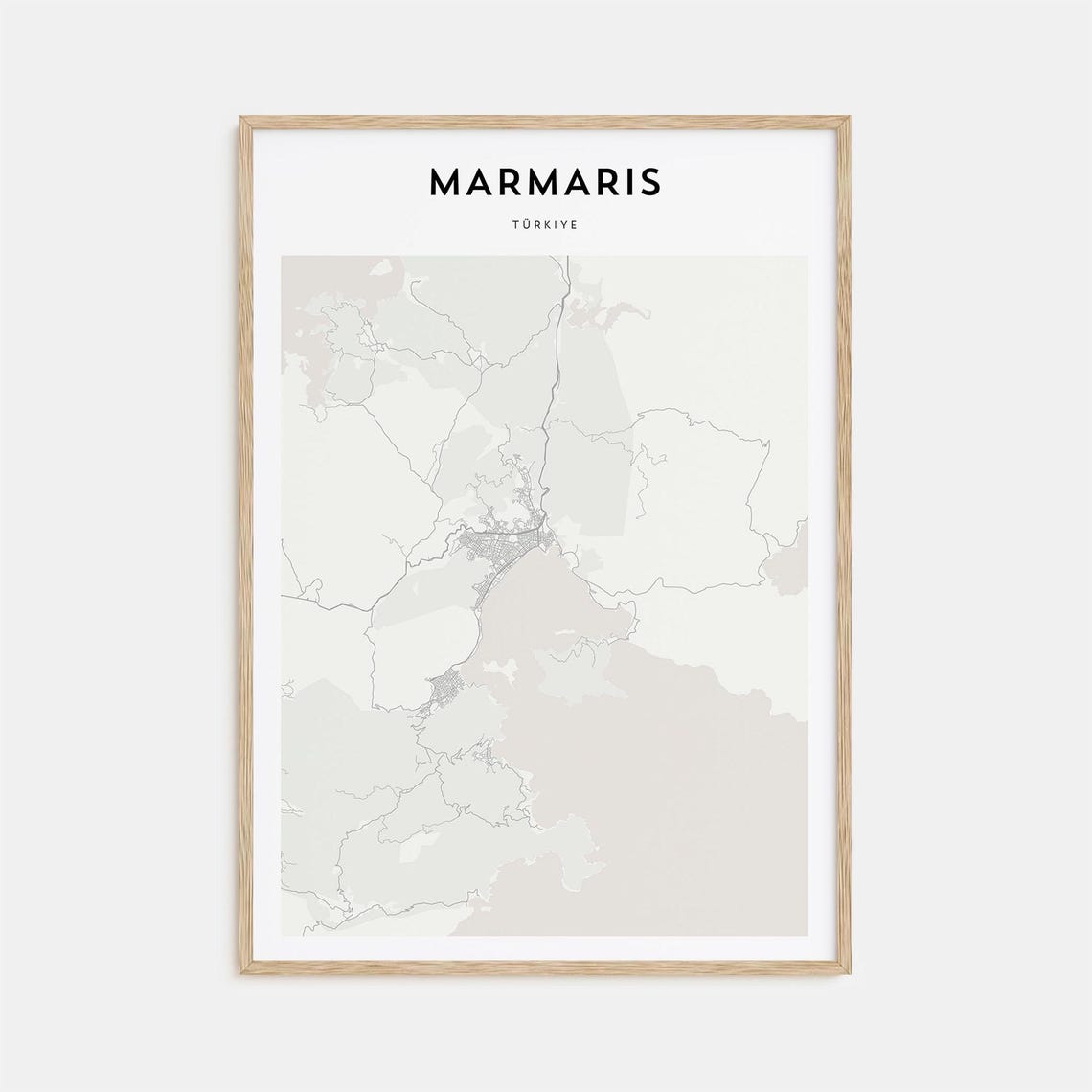 Marmaris Turkiye Harbor Coast Beige Minimalist Map Art Poster