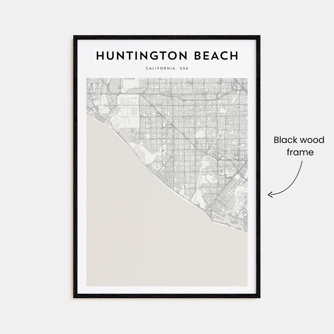 Huntington Beach California Coastal Map Poster with Bold Typography - Image 3