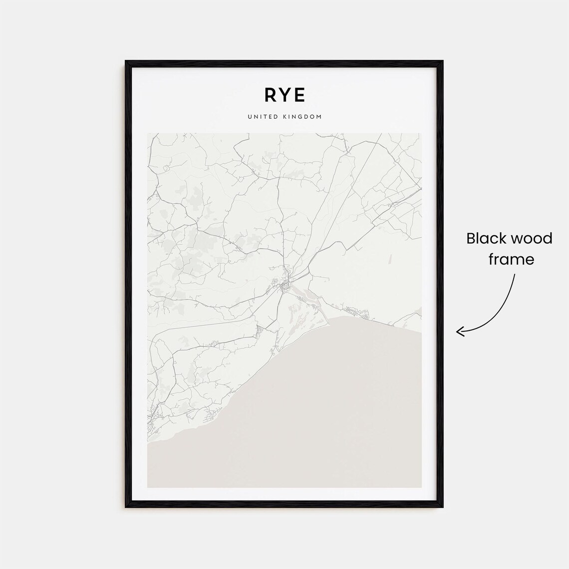 Rye United Kingdom Minimalist Street Map English Coastal Town Poster - Image 3