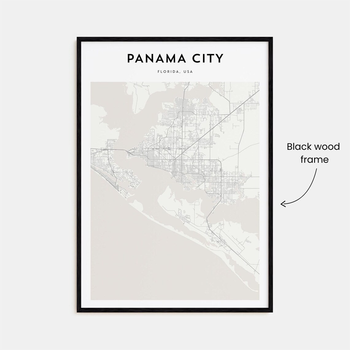 Panama City Florida USA Minimalist Coast Map Decor Art Poster - Image 3