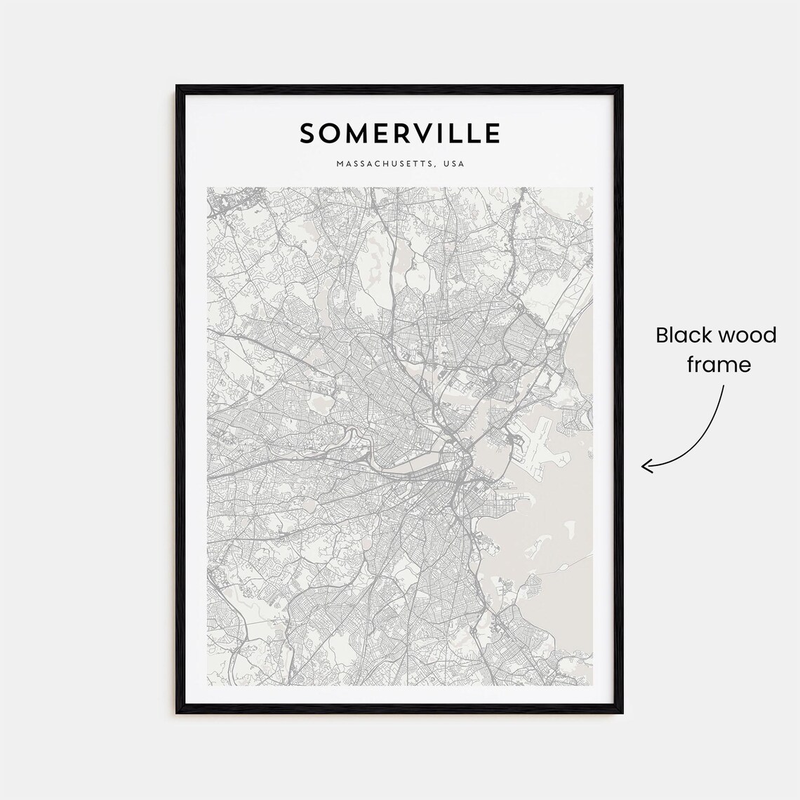 Somerville Massachusetts USA Minimalist City Map Travel Poster - Image 3