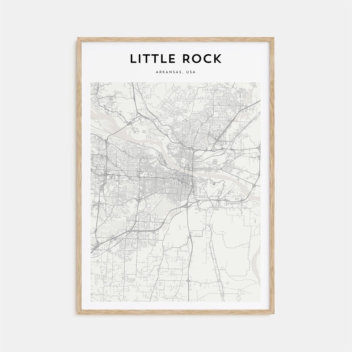 Little Rock Arkansas USA Minimal Street Map Black and White Poster