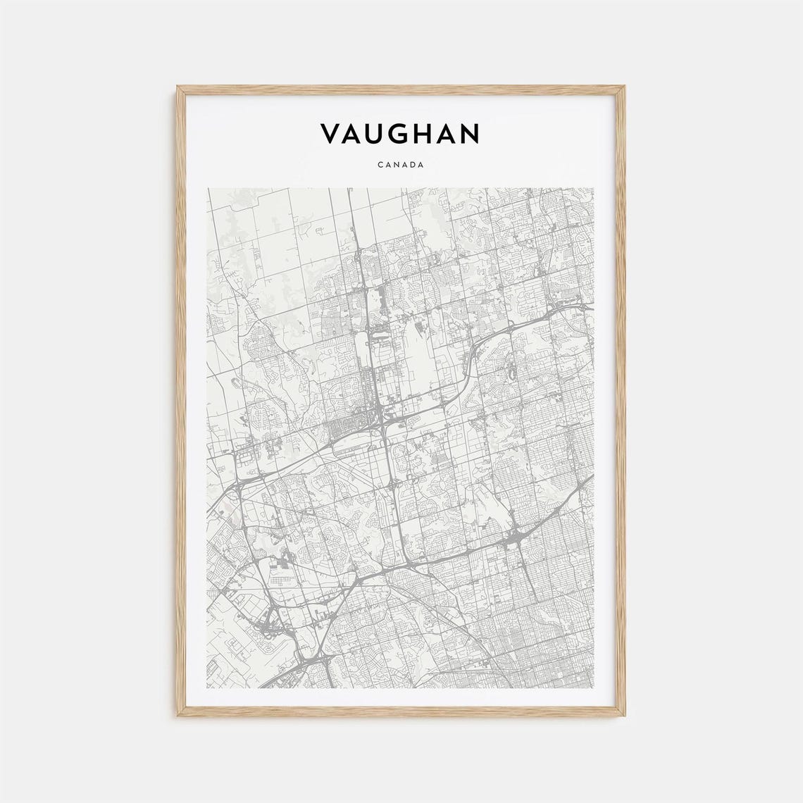 Vaughan Canada Minimalist Black White City Map Fine Art Print