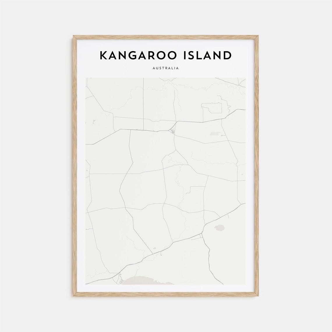 Kangaroo Island Australia Minimalist Street Map Line Art Poster