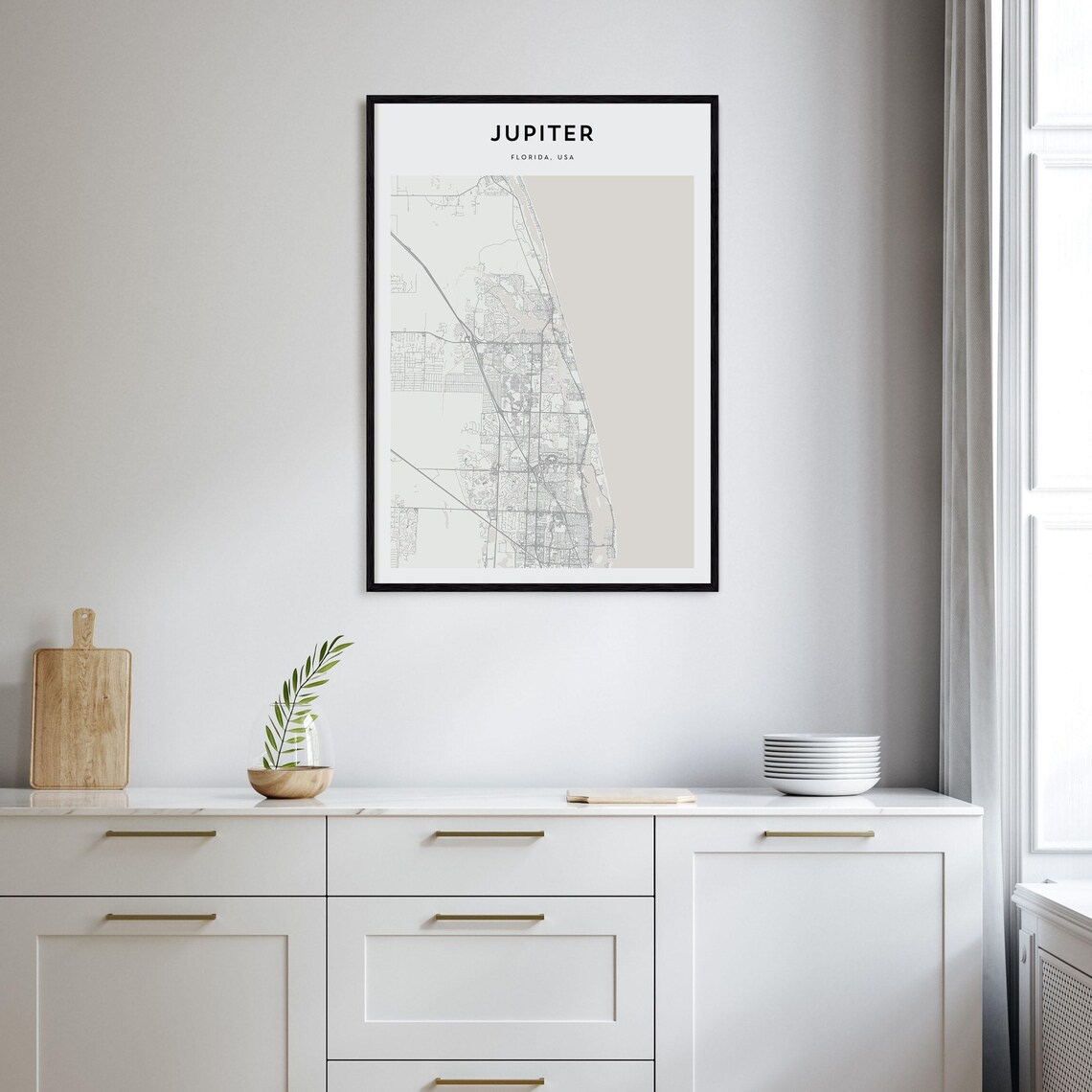 Jupiter Florida Minimalist Coastal City Street Map Art Poster - Image 2
