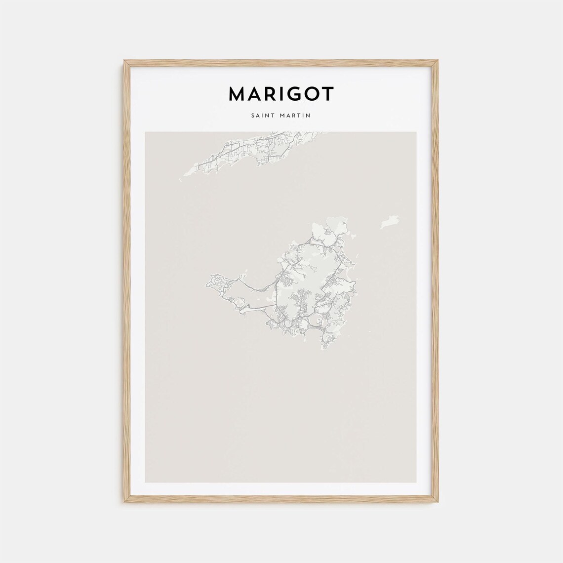 Marigot Saint Martin Caribbean Island Beige Minimalist Map Poster