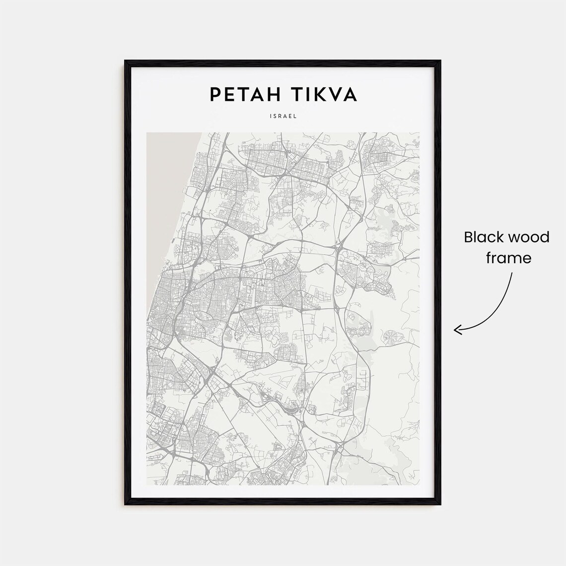 Petah Tikva Israel Minimal City Street Map Monochrome Art Poster - Image 3