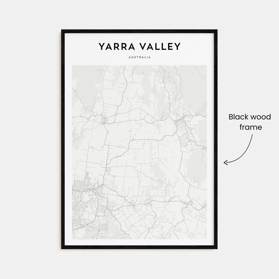 Yarra Valley Australia Minimal Wine Region Street Map Poster - Image 3