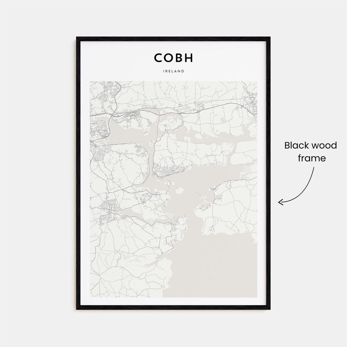 Cobh Ireland Minimalist Black White City Map Home Decor Poster - Image 3