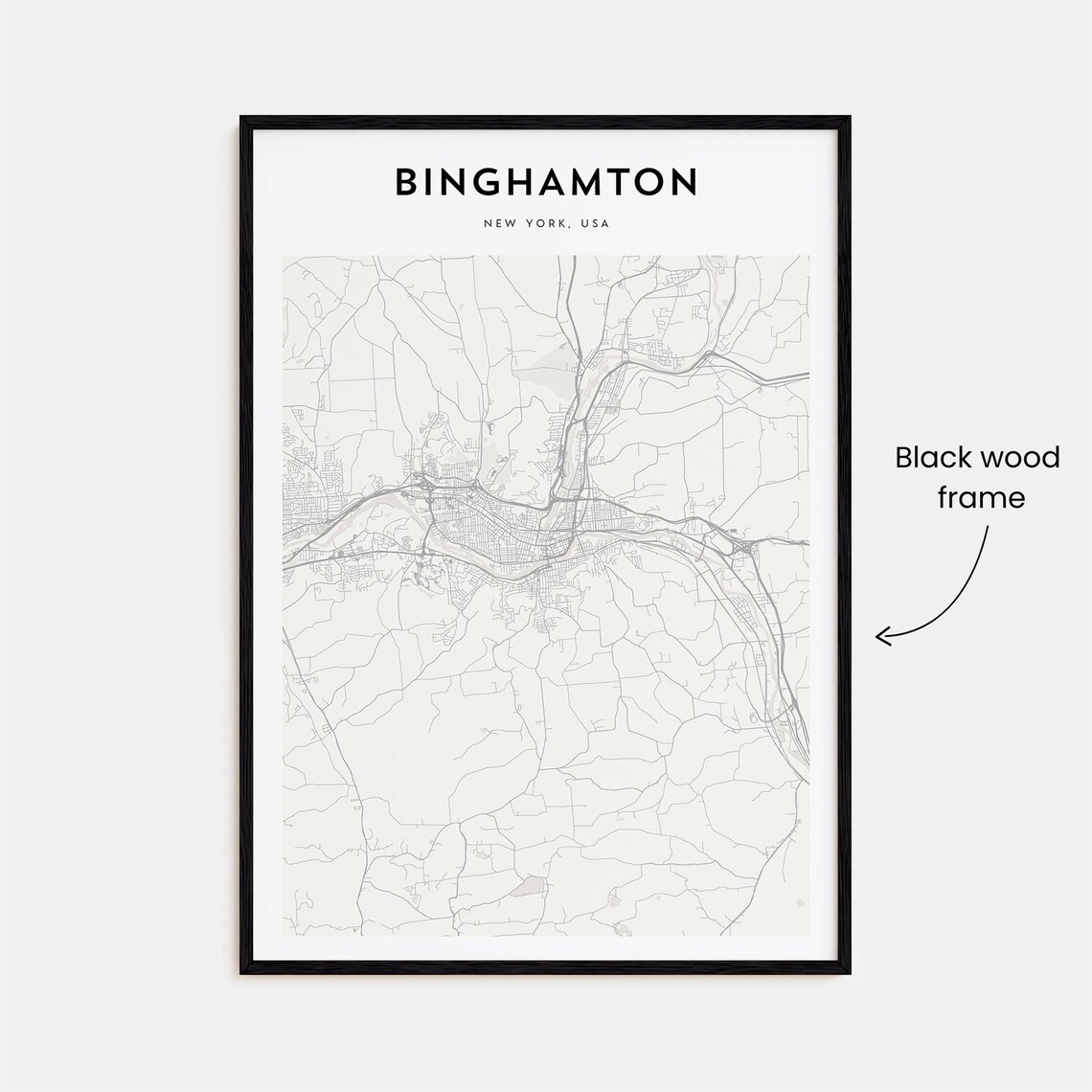 Binghamton New York USA Minimalist City Street Map Art Poster - Image 3