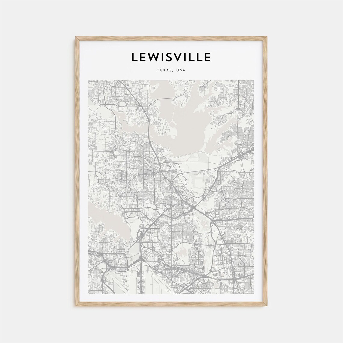 Lewisville Texas USA City Street Map Minimalist Line Art Poster