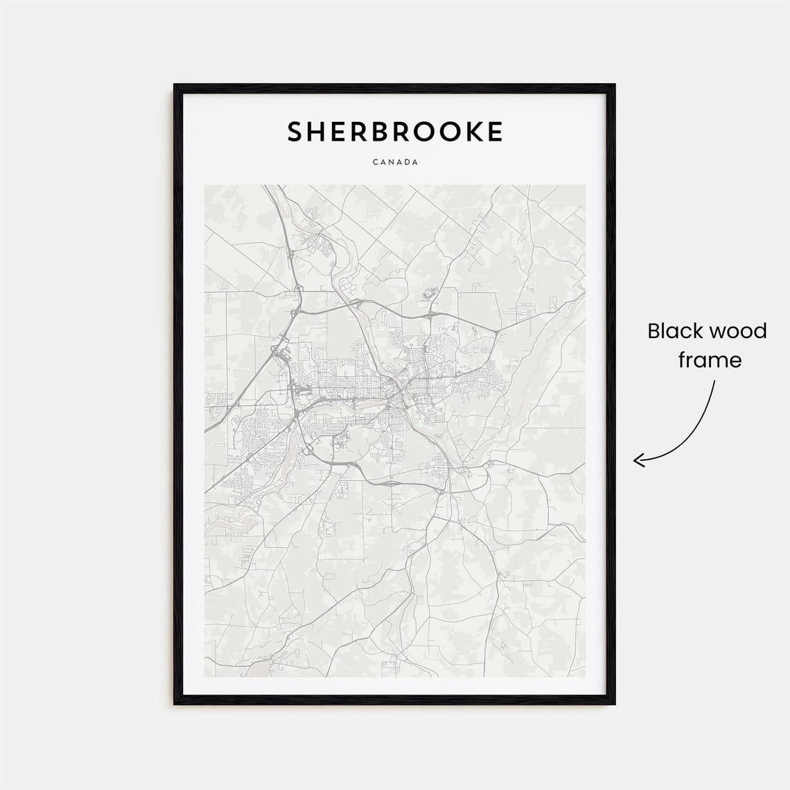 Sherbrooke Canada Minimalist Black White City Street Map Print - Image 3