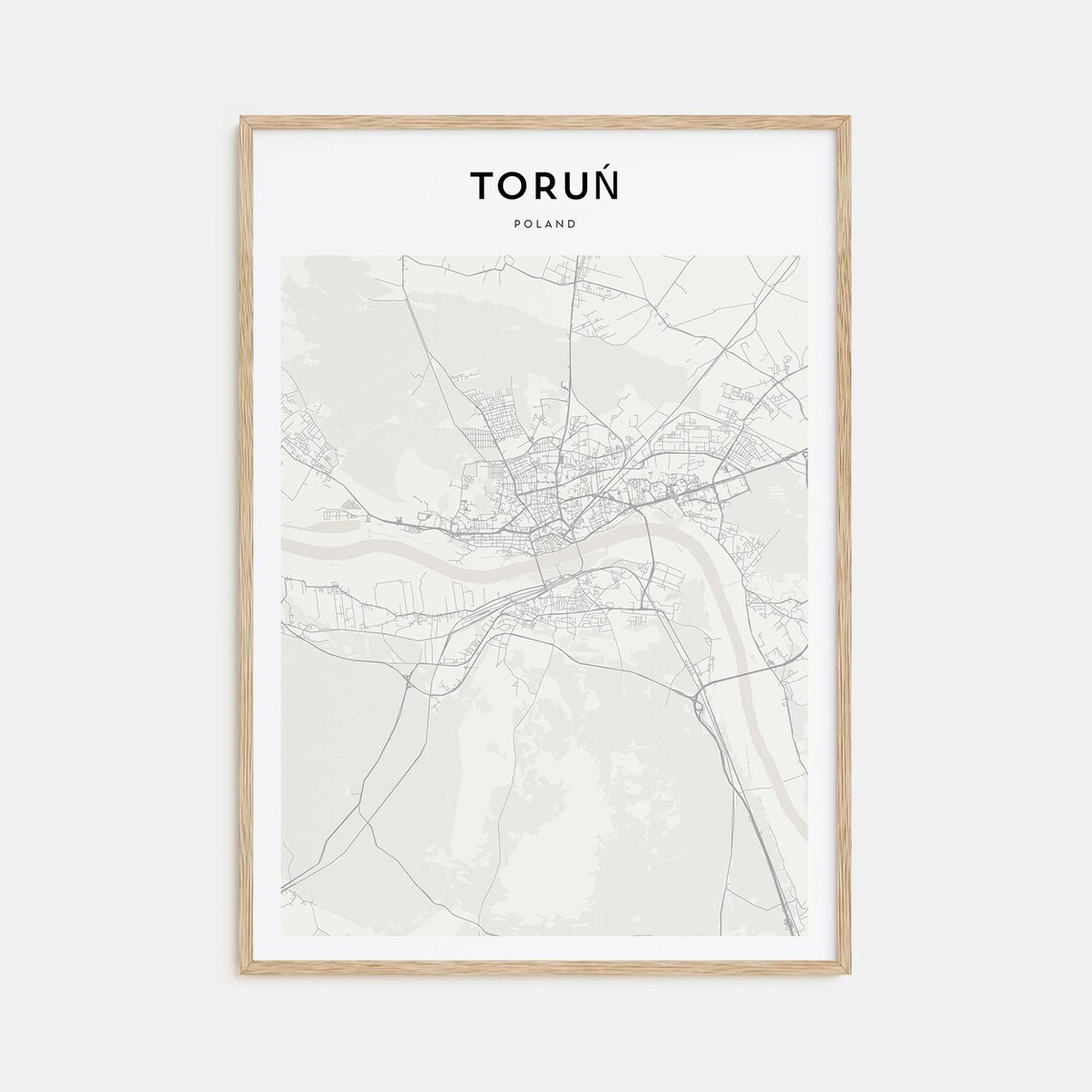 Toruń Poland Modern Minimalist City Street Map Travel Art Poster