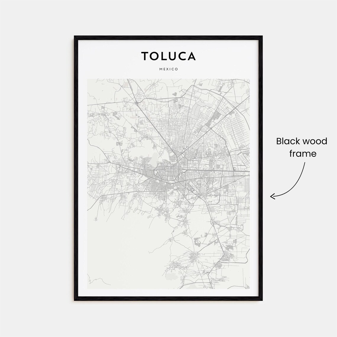 Toluca Mexico Minimalist City Street Map Line Art Travel Poster - Image 3
