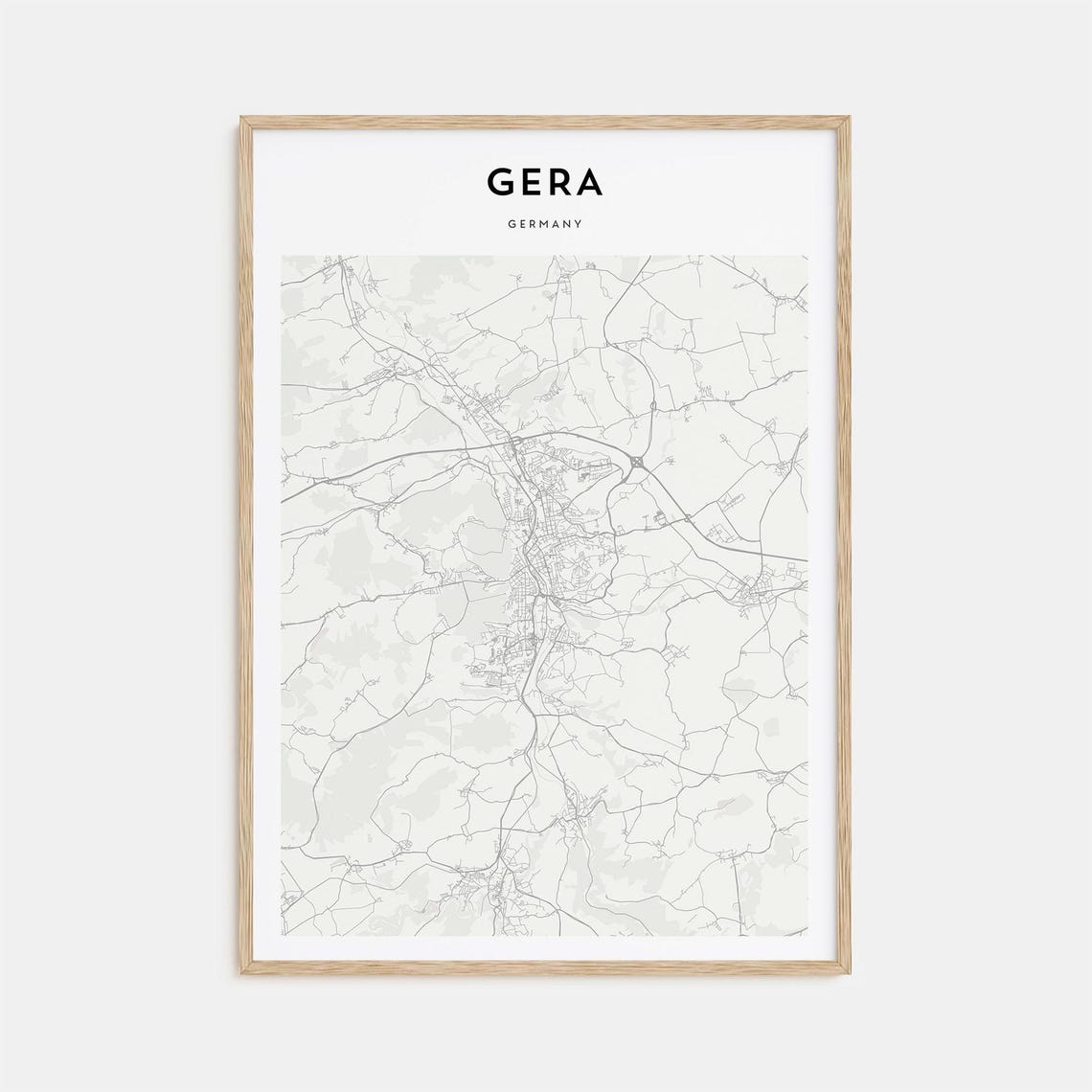 Gera Germany Minimalist Beige City Street Map Poster Wall Decor