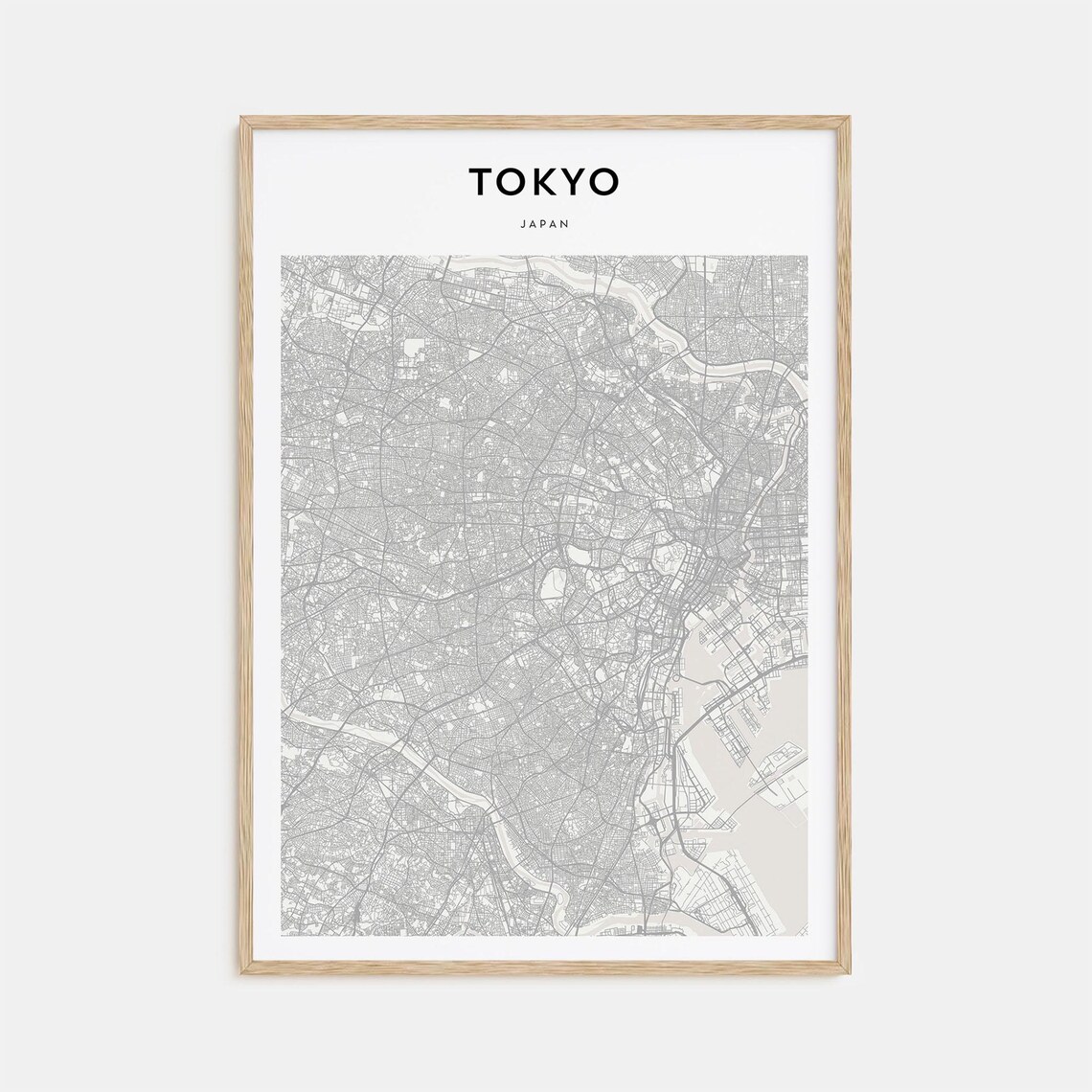 Modern Minimalist Tokyo Japan Capital Metropolis Street Map Poster
