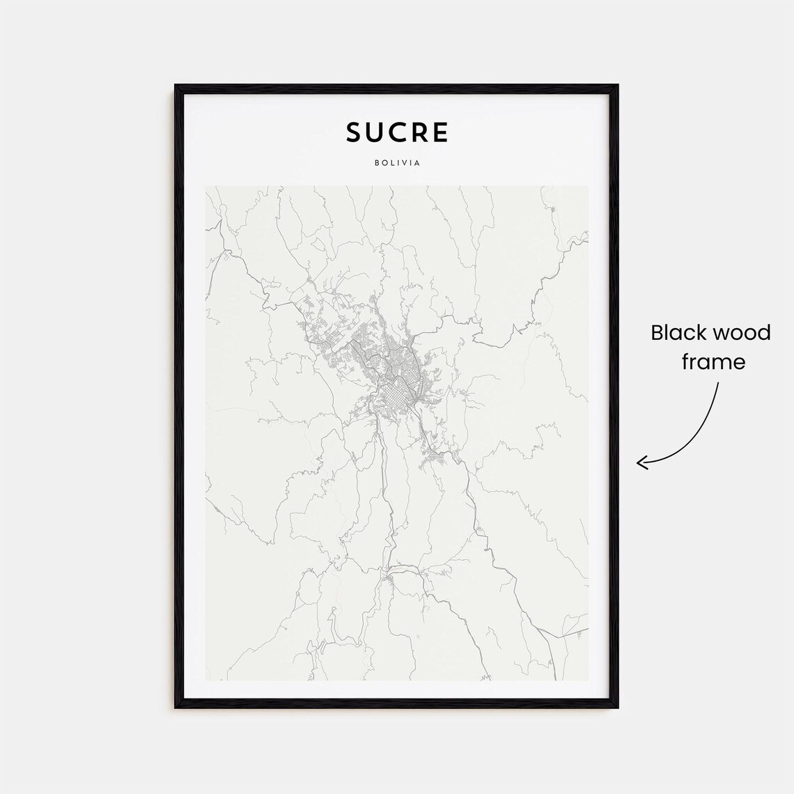 Sucre Bolivia Minimalist City Street Map Line Art Home Decor Poster - Image 3