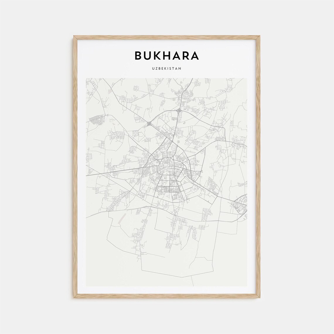 Bukhara Uzbekistan Minimalist City Street Map Travel Art Print