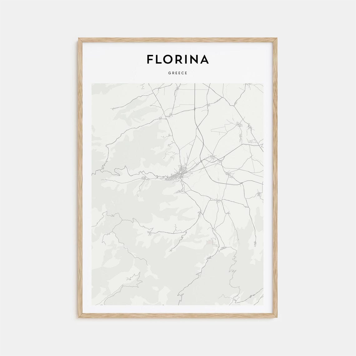 Florina Greece Minimalist Beige City Map Street Plan Home Decor Poster
