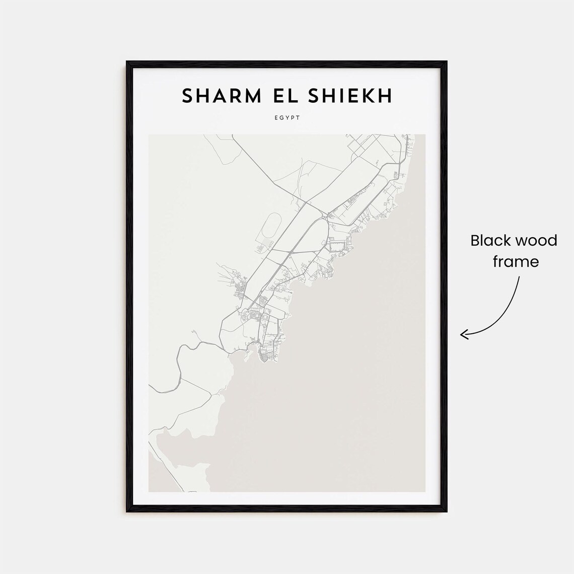 Sharm El Sheikh Egypt Minimalist Monochrome City Map Travel Poster - Image 3