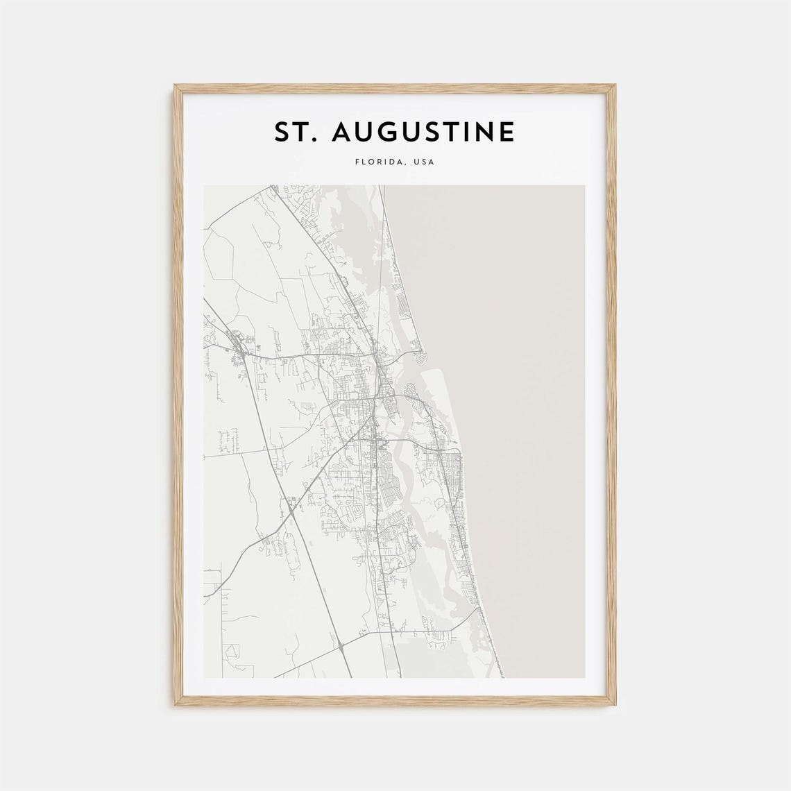 St. Augustine Florida USA Minimalist Street Map Beige Travel Poster