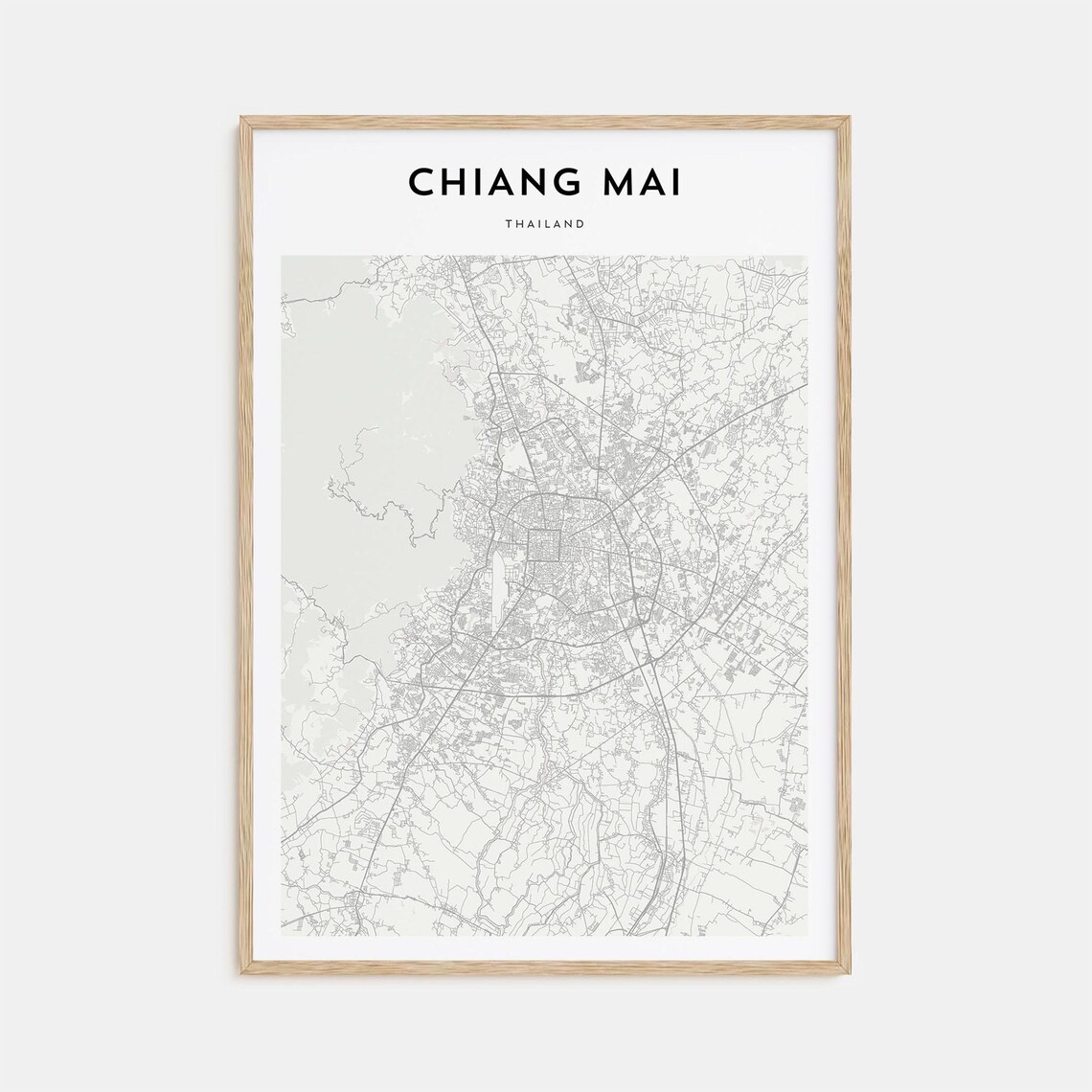 Chiang Mai Thailand Minimal Line Art Style City Map Wall Decor Poster