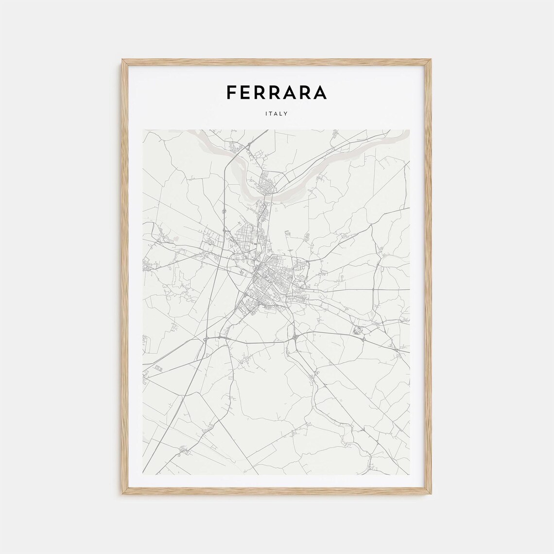 Ferrara Italy Minimalist Street Map Modern Line Art Travel Poster