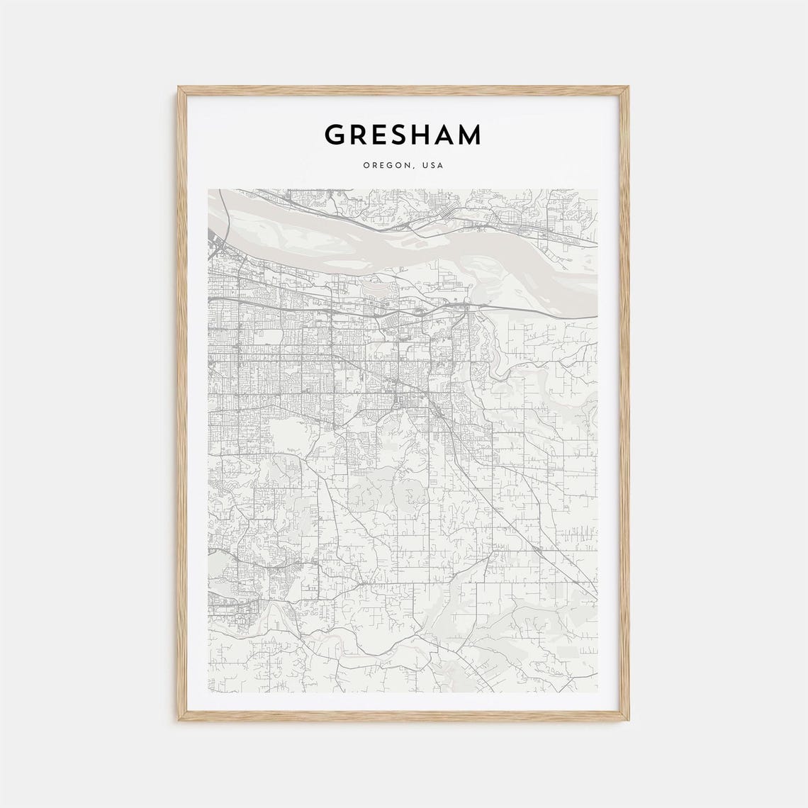 Gresham Oregon Minimalist City Street Map Monochrome Art Poster