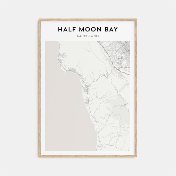 Half Moon Bay California Coastal Beach Town Map Wall Decor Poster