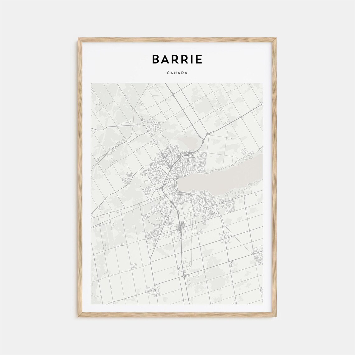 Barrie, Canada Minimalist City Street Map Fine Line Art Poster