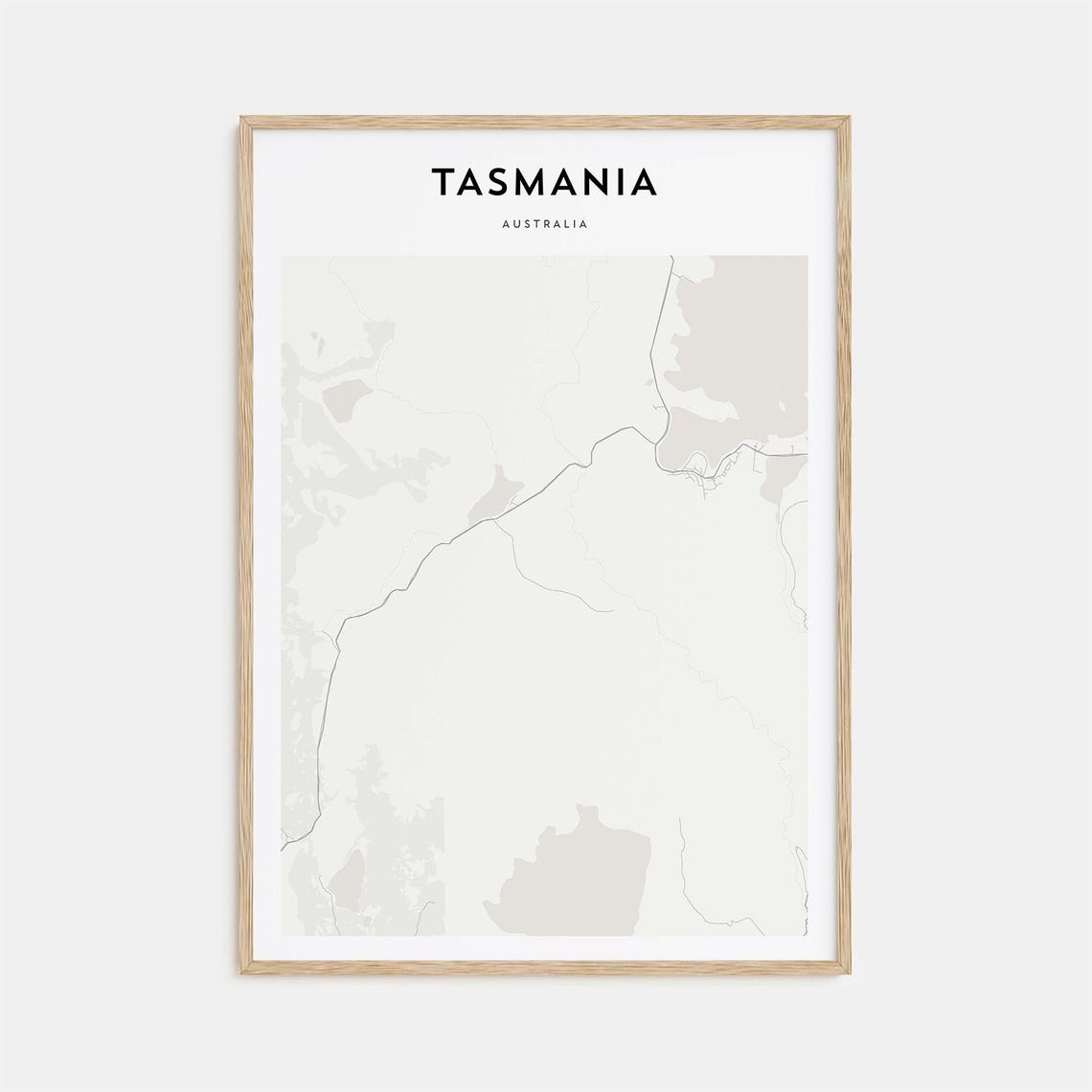 Tasmania Australia Minimal Cream Island Map Travel Decor Poster