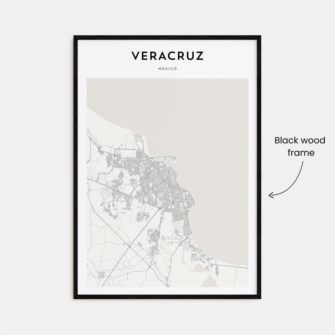 Veracruz Mexico Minimal Cream Coastal City Map Travel Decor Poster - Image 3